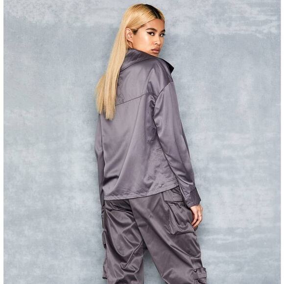 Mistress Rocks Raid Gray Oversized Pull On Jacket - Picture 2 of 12